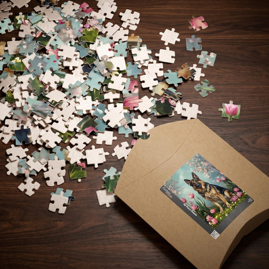 German Shepherd Spring Garden Jigsaw Puzzle