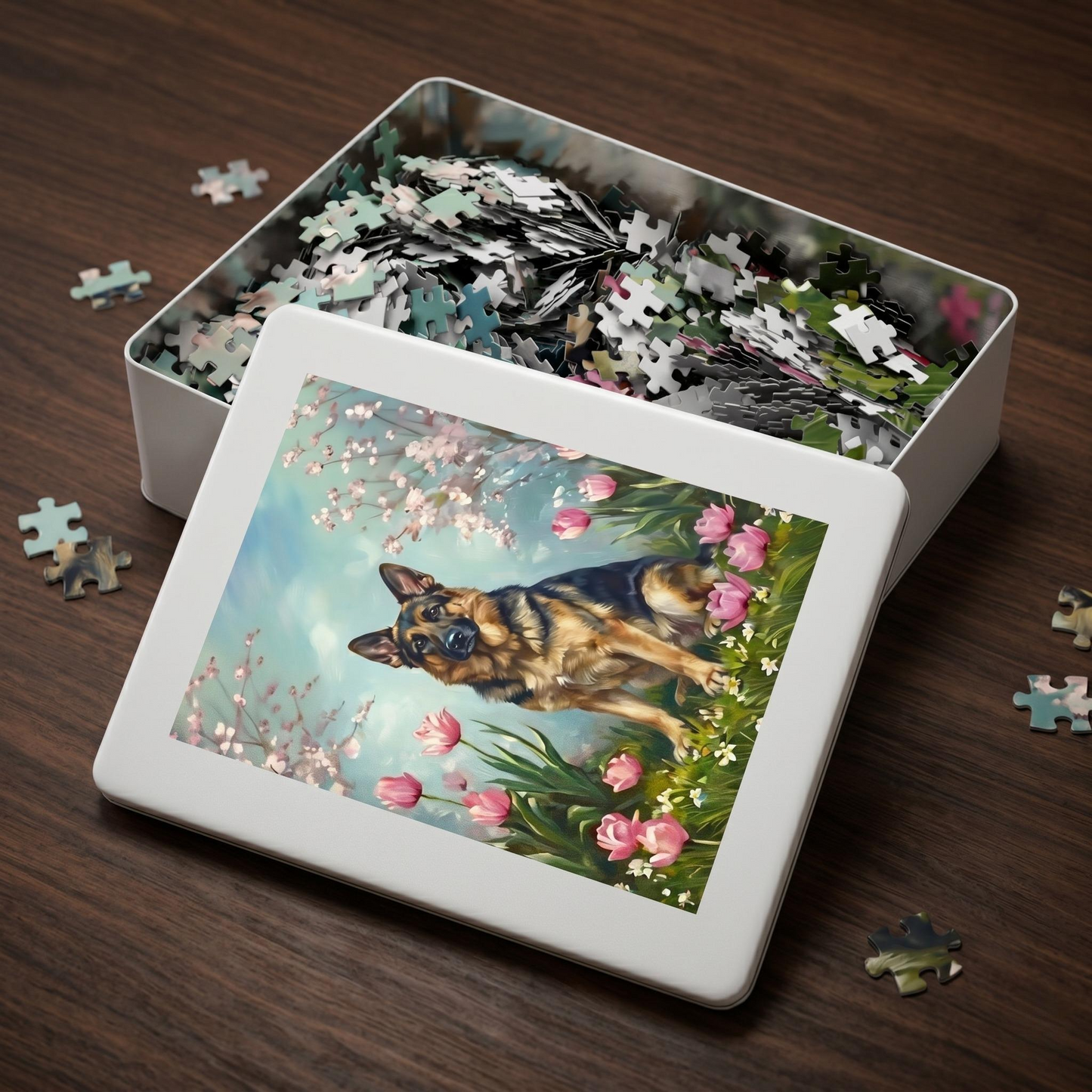 German Shepherd Spring Garden Jigsaw Puzzle