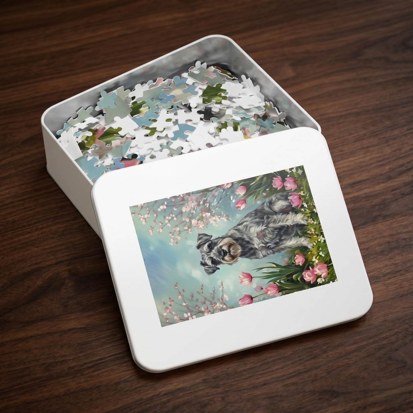 Schnauzer Spring Garden Jigsaw Puzzle