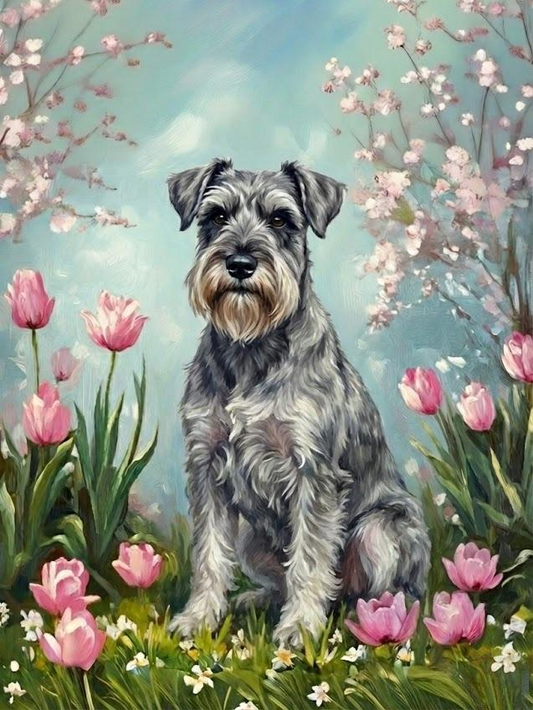 Schnauzer Spring Garden Jigsaw Puzzle