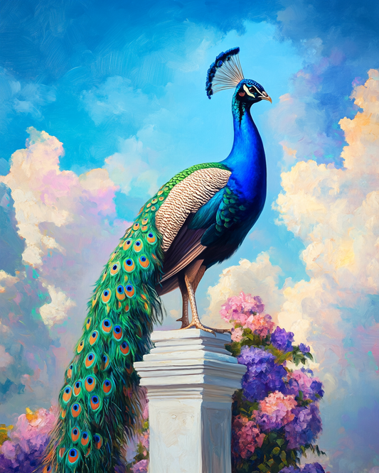 White Pedestal Peacock Puzzle