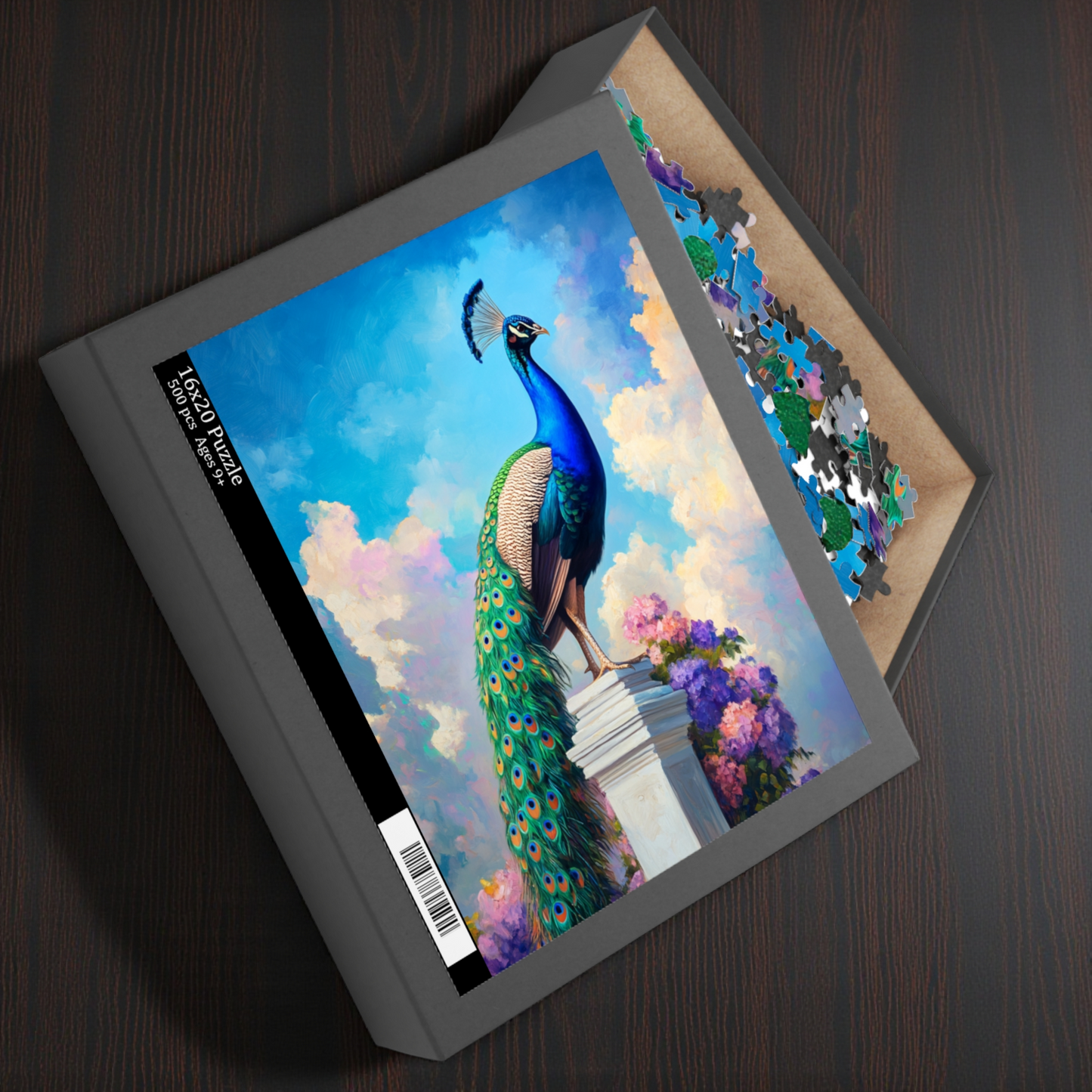 White Pedestal Peacock Puzzle