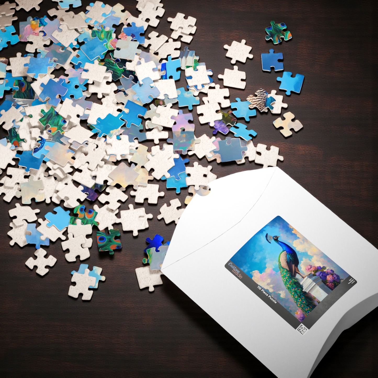 White Pedestal Peacock Puzzle