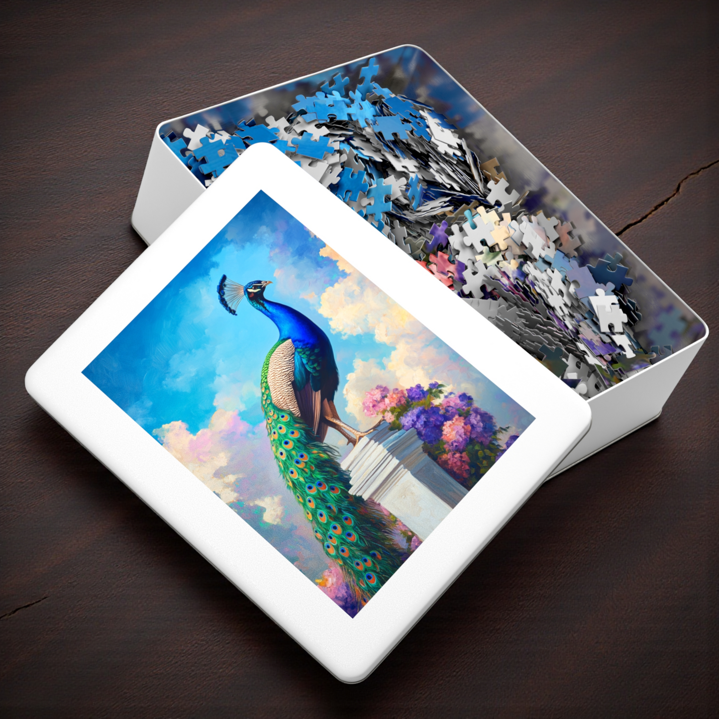 White Pedestal Peacock Puzzle