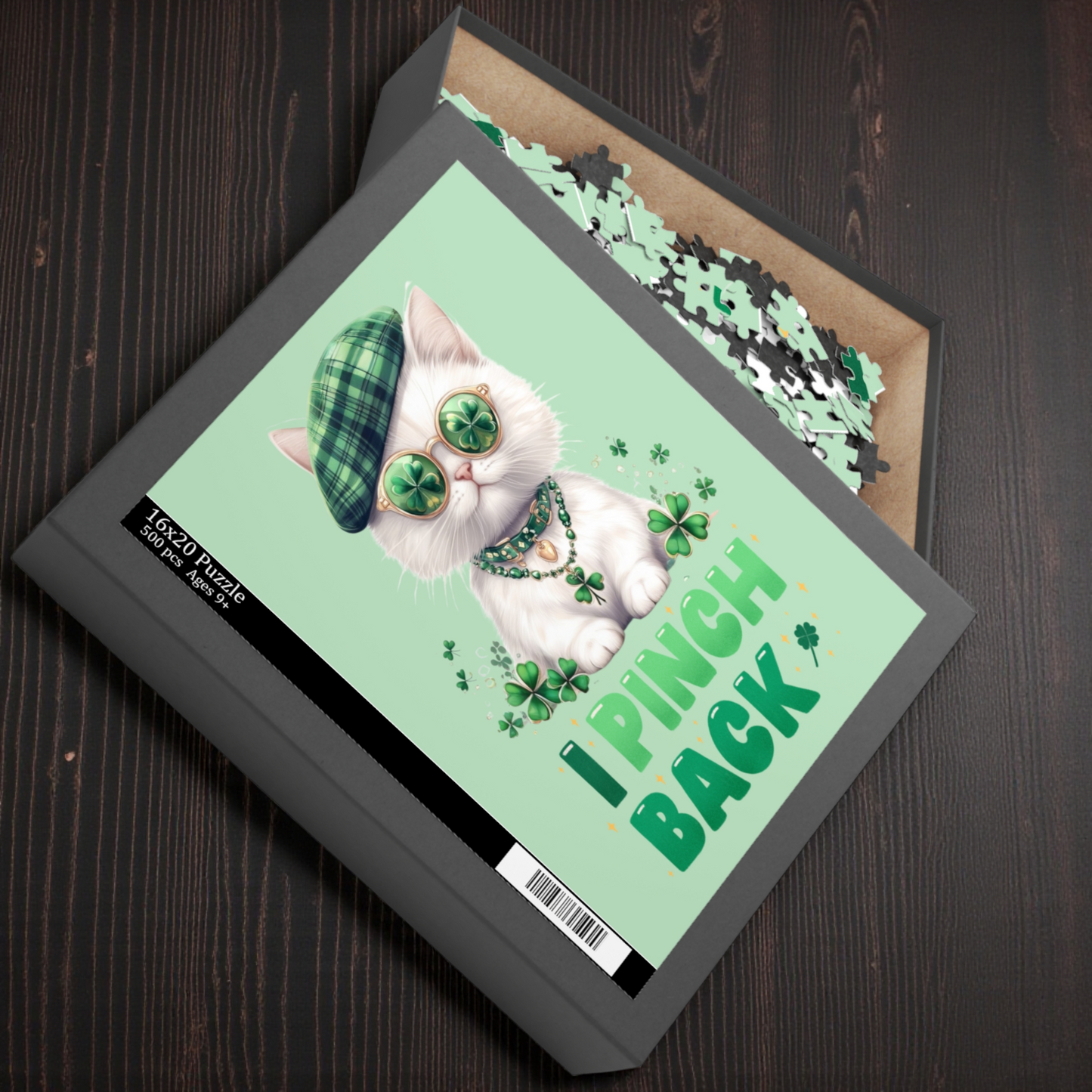 White Shamrock Kitten Puzzle