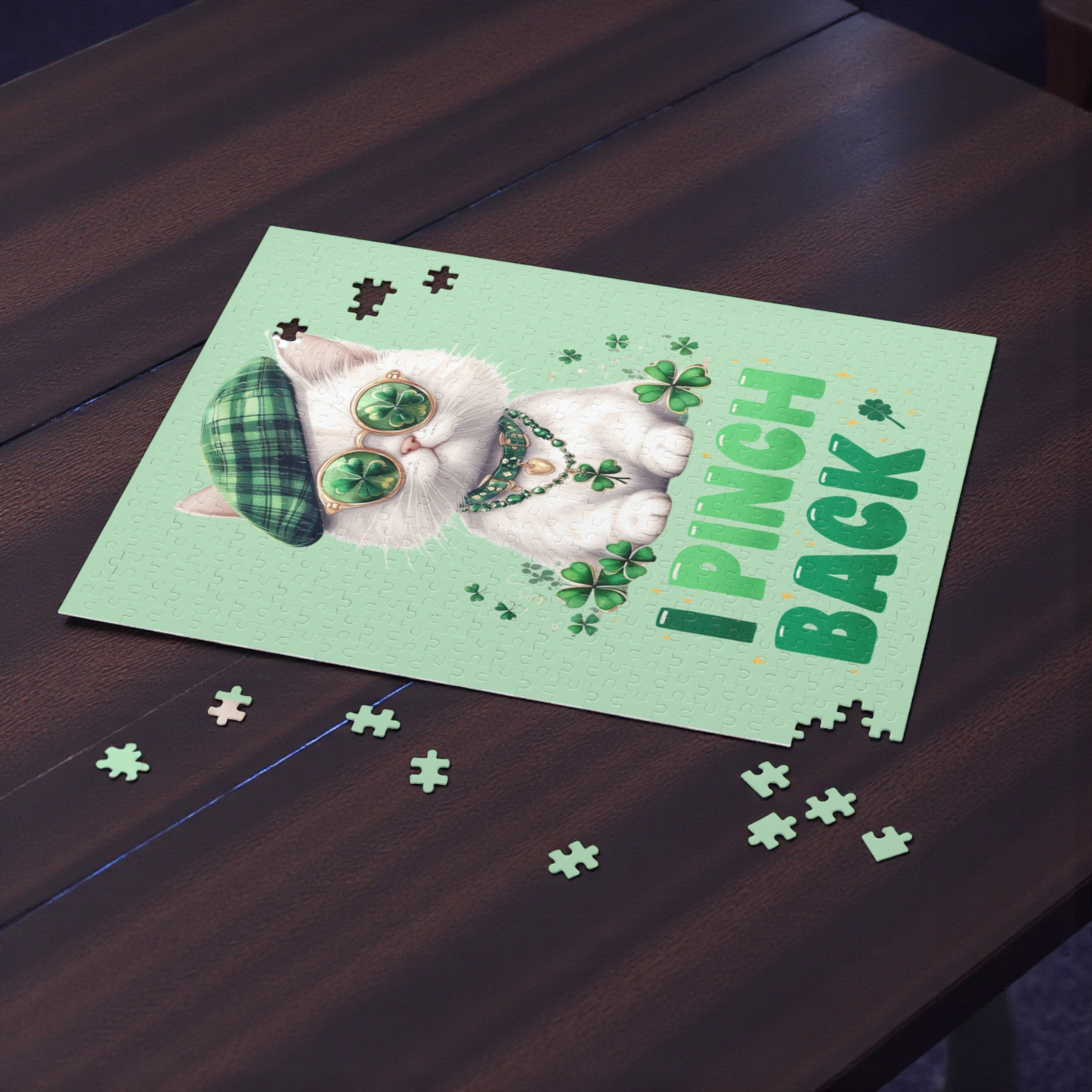 White Shamrock Kitten Puzzle