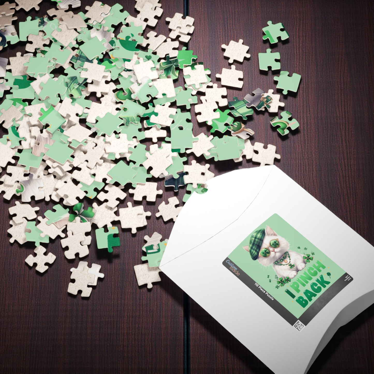 White Shamrock Kitten Puzzle