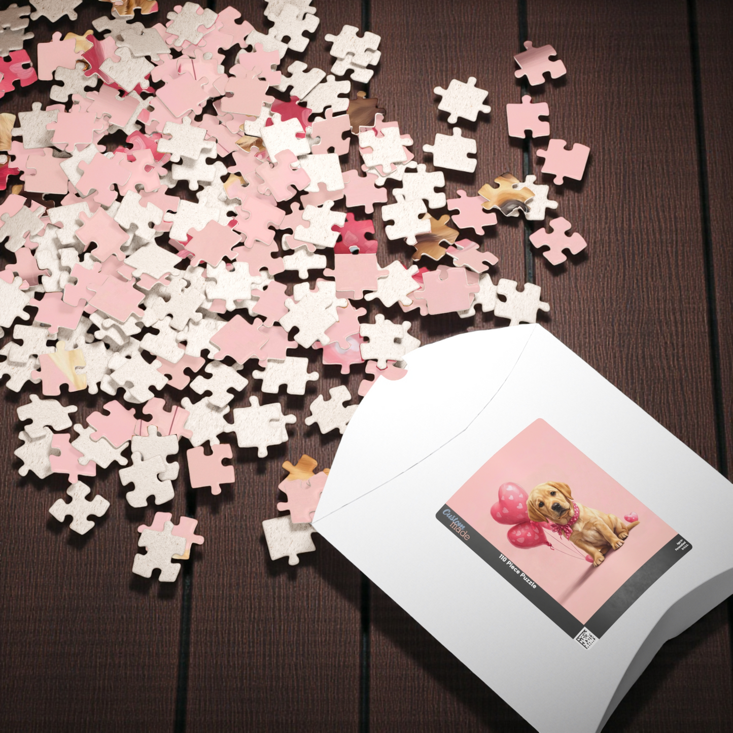 Yellow Labrador Retriever Valentines Balloons Puzzle