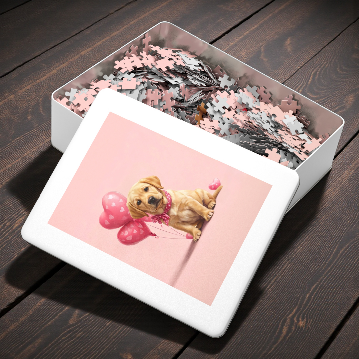 Yellow Labrador Retriever Valentines Balloons Puzzle