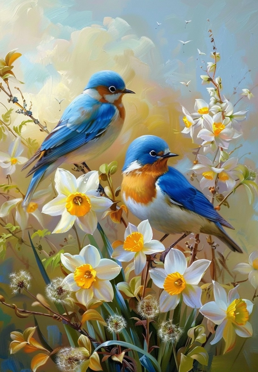 Blue Birds and Daffodils Puzzle