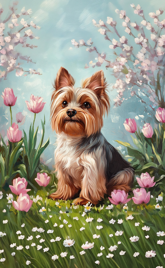 Yorkie in the Tulips Puzzle