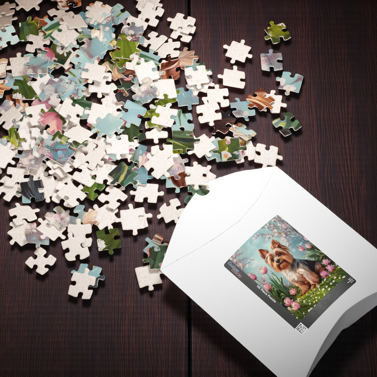 Yorkie in the Tulips Puzzle