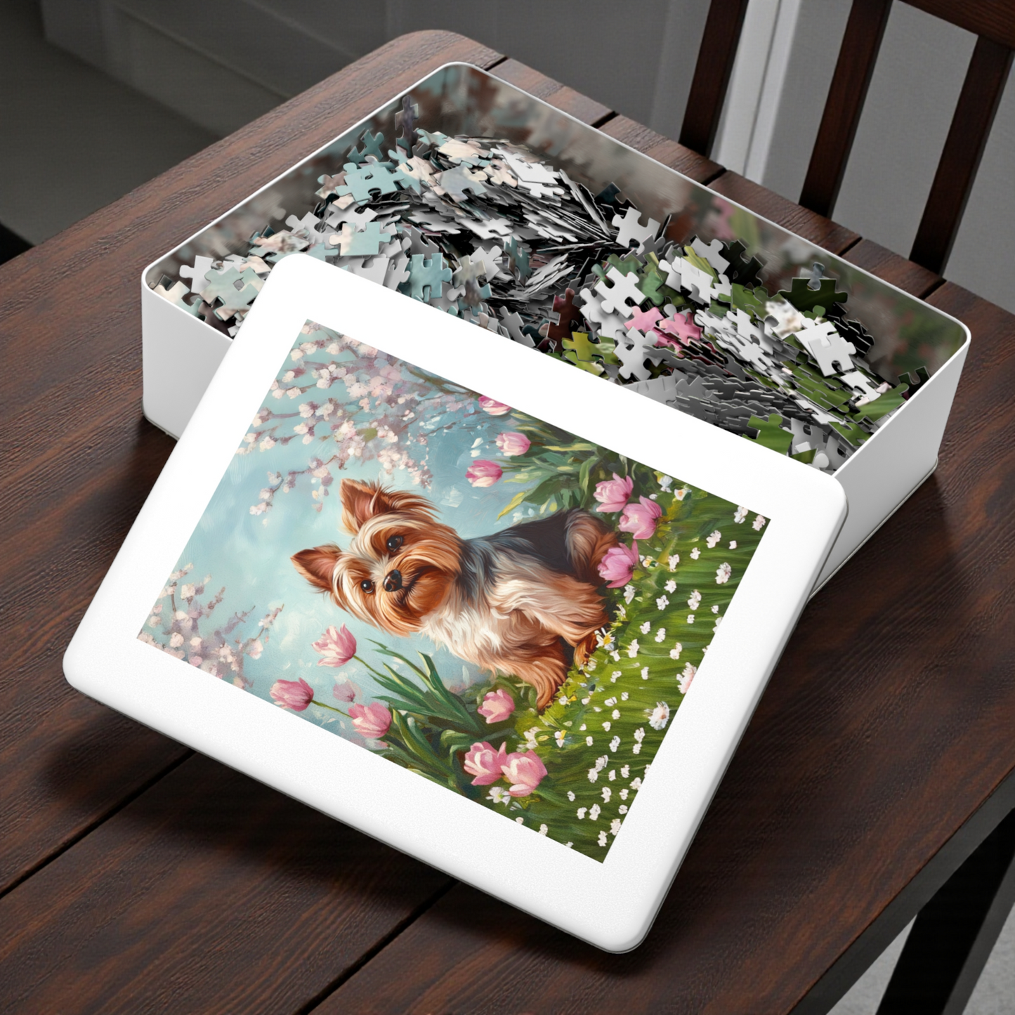 Yorkie in the Tulips Puzzle