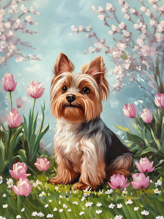 Yorkshire Terrier Spring Garden Jigsaw Puzzle